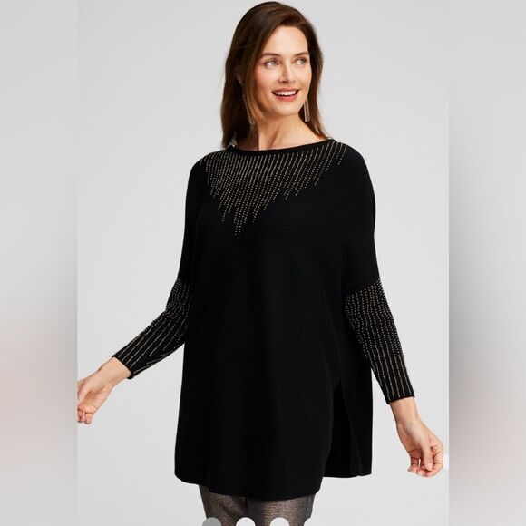 Chico’s Size Large/XL Cashmere Blend Sweater Poncho - Picture 1 of 10